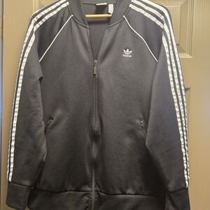 adidas Black Track Jacket with White Three-Stripes